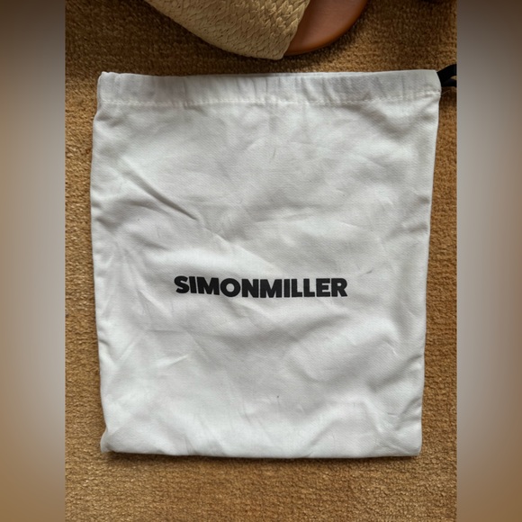 🌴NWOT SIMON MILLER BRAIDED RAFFIA MODERNO SANDAL IN GOLD/NATURAL - Picture 9 of 9